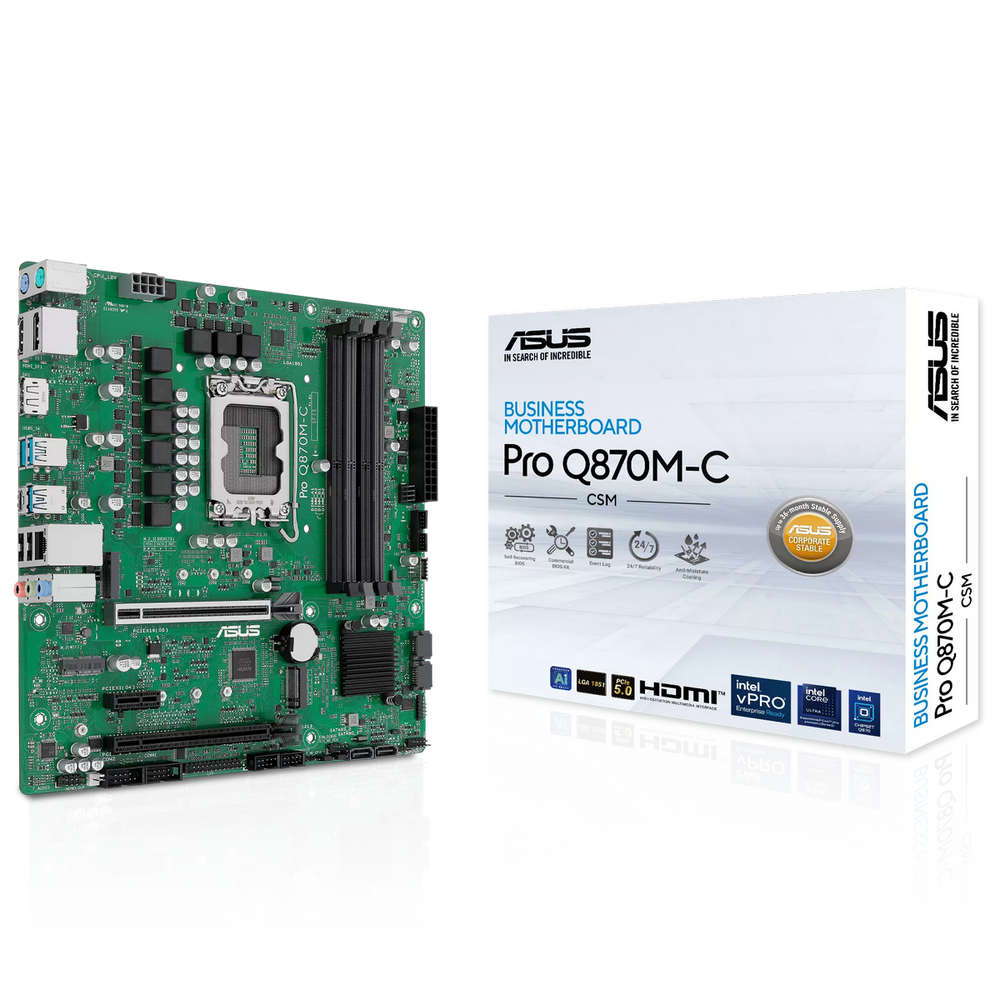 Материнская плата ASUS PRO Q870M-C-CSM LGA1851 mATX 4хDDR5 2хPCIEx16 PCIEx1 2xM.2 USB-C DP HDMI GLAN