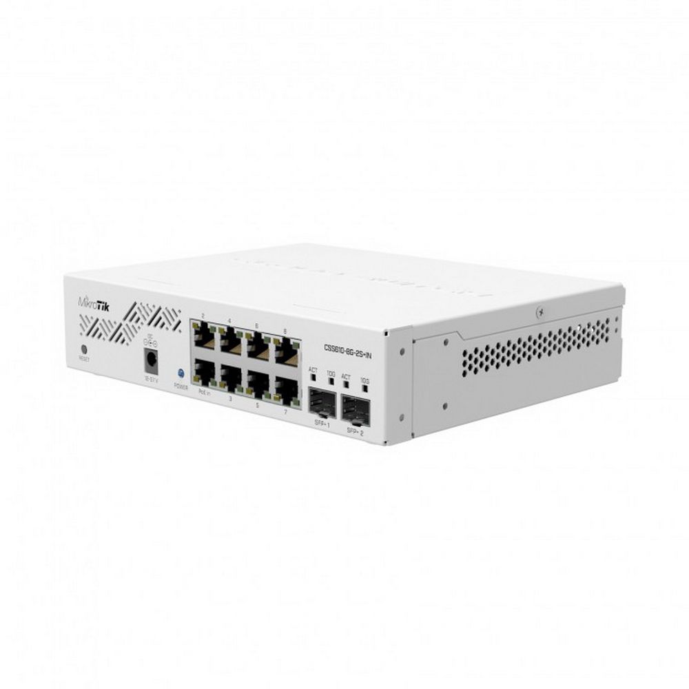 Бюджетный настольный управляемый l3-коммутатор MikroTik Cloud Smart Switch 610-8G-2S+IN with 8 x Gigabit ports, 2 x SFP+ cages, SwOS, desktop case, PSU (CSS610-8G-2S+IN)