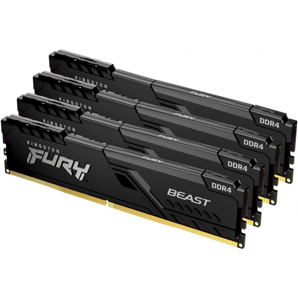 Модуль памяти Kingston 128GB 3200МГц DDR4 CL16 DIMM (Kit of 4) FURY Beast Black