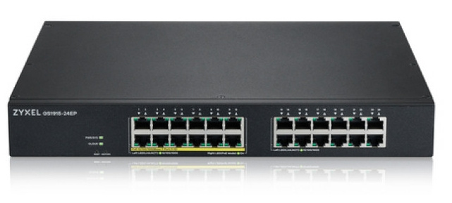 Гибридный Smart L2 коммутатор PoE+ Zyxel NebulaFlex GS1915-24EP, rack 19", 24xGE (12xPoE+), бюджет PoE 130 Вт, автономное/облачное управление (GS1915-24EP-EU0101F)