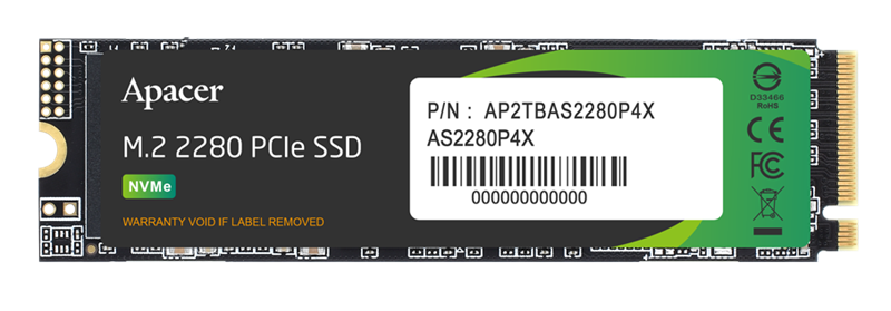 Твердотельный накопитель Apacer SSD AS2280P4X 256Gb M.2 2280 PCIe Gen3x4, R2100/W1700 Mb/s, 3D NAND, MTBF 1.8M, NVMe, 100TBW, Retail, 3 years (AP256GAS2280P4X-1) (AP256GAS2280P4X-1)