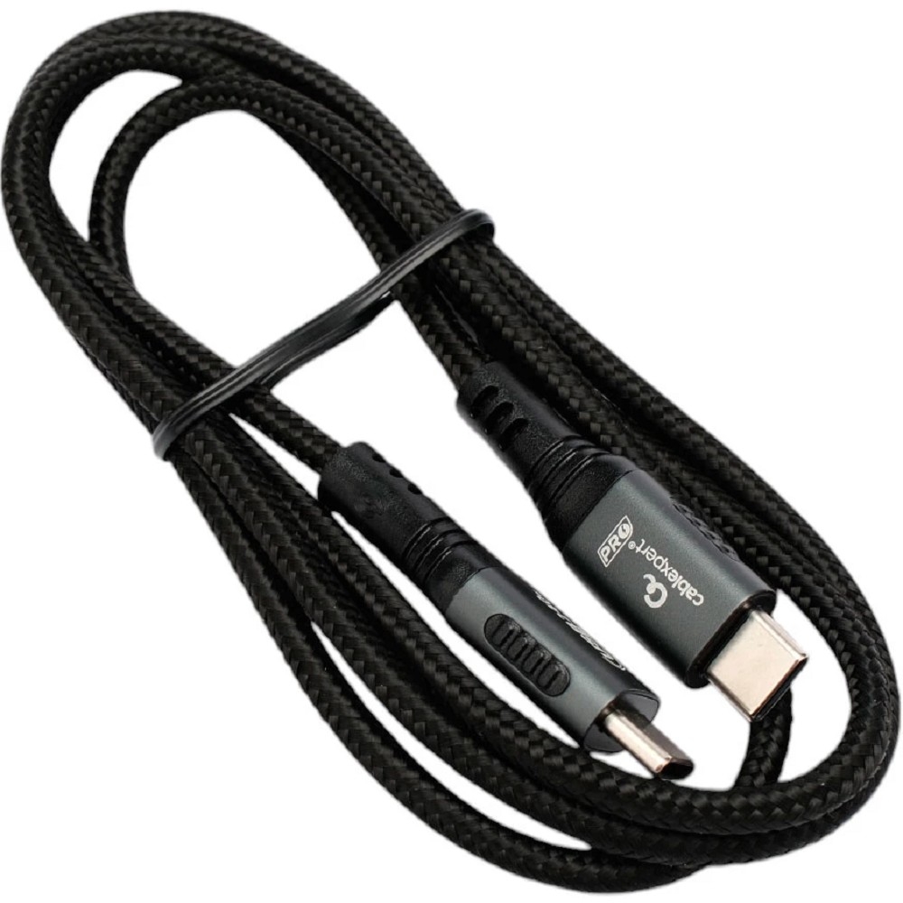 Cablexpert Кабель USB2.0 Type-C/Type-C, 5А, 240Вт, PD3.1/QC4.0, медь, оплетка, 1м, черный (CCP-USB2.0-240W-1M)