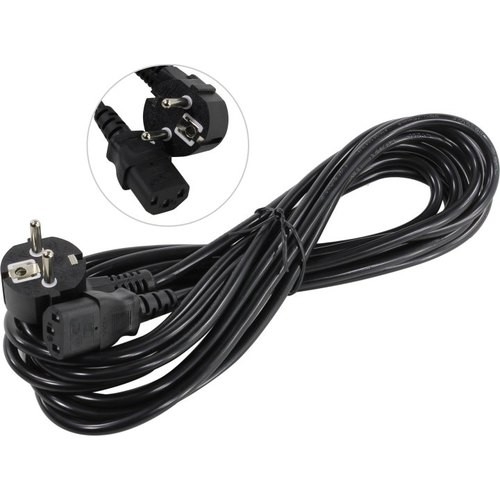 Exegate EP280665RUS Кабель питания ExeGate Power PC-5P (Евровилка угловая Schuko->С13) VDE-250V-3*0.75mm2, медь, черный, 5м.