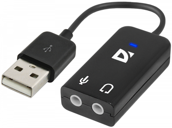 Defender Внешняя USB звуковая карта Audio USB USB - 2х3,5 мм jack, 0.1 м Defender 63002