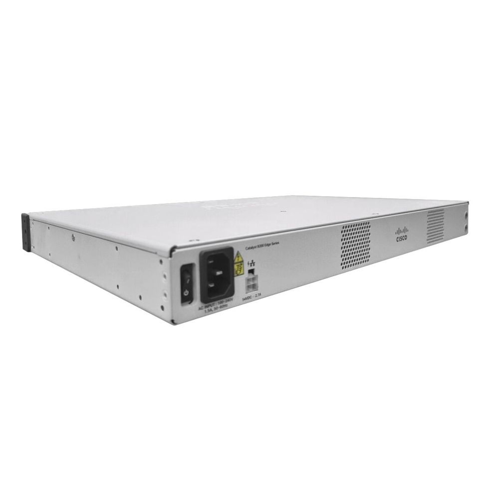 Маршрутизатор CISCO C8200 1RU w/ 1 NIM slot and 4x 1 Gigabit Ethernet WAN ports, HSEC License key (enables up to 1Gbps IPsec traffic), 8GB DRAM, 8GB FLASH, 16GB M.2 SSD, fixed 100W AC power supply
