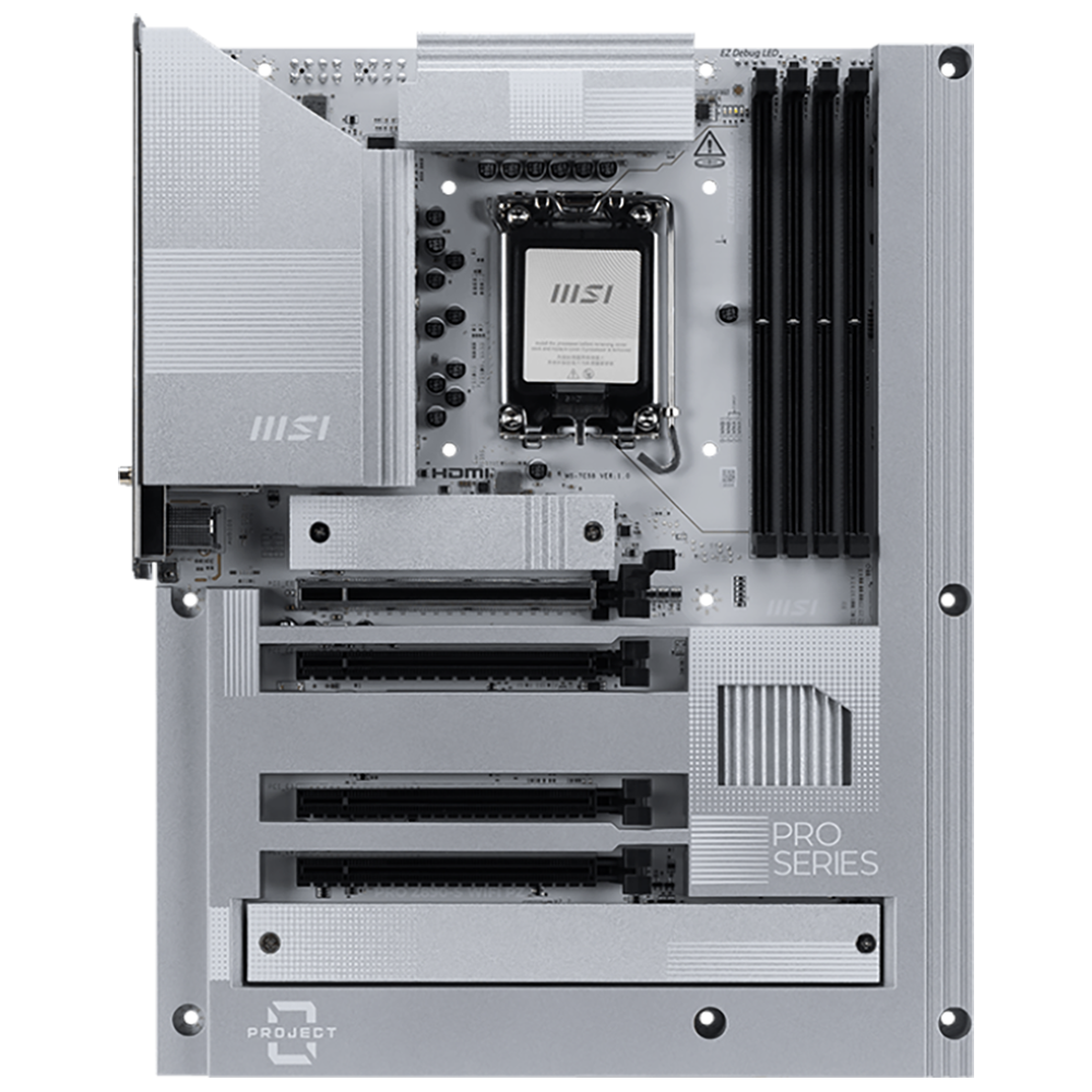 Материнская плата MSI PRO Z890-S WIFI PZ Z890, LGA1851, 4*DDR5, 4*PCIEx16, 3*M.2, 2*TypeC, 6*USB3.2Gen1, 4*USB2.0, 4*SATA3.0, 2.5G, Type-C(DP), DP, HDMI, ATX, RTL