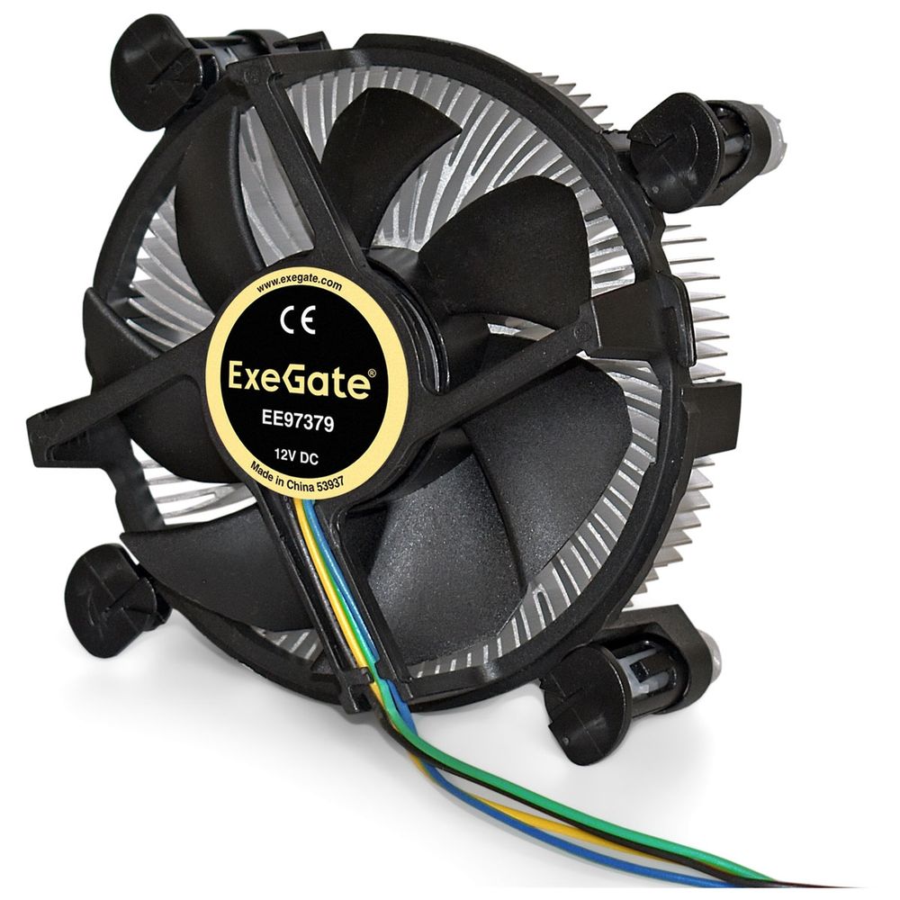 Кулер ExeGate EE97379 (Al, LGA775/1150/1151/1155/1156/1200, TDP 65W, Fan 92mm, 2400RPM, Hydro bearing, 4pin, 23db, 175г, на защелках, с термопастой, Retail box) (116481)