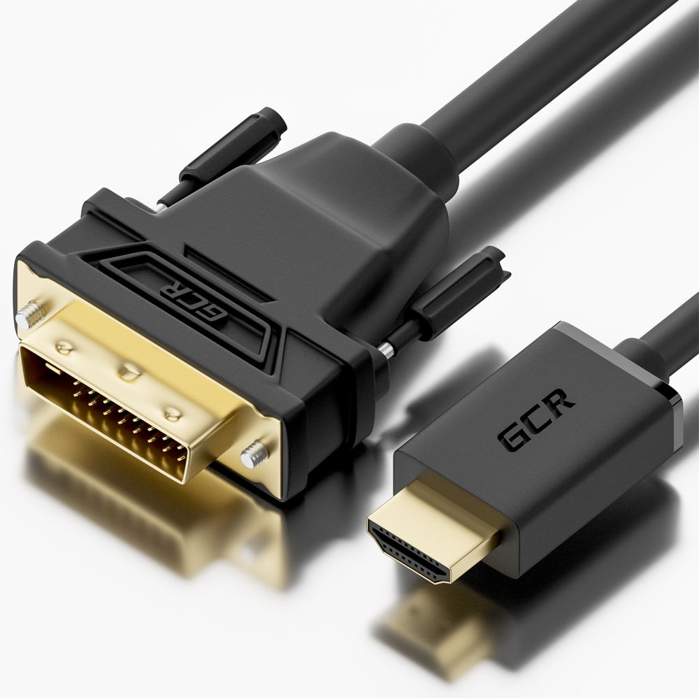 Greenconnect Кабель HDMI-DVI 0.5m черный, OD7.3mm, 28/28 AWG, позолоченные контакты, 19pin AM / 24+1M AM double link, GCR-HD2DVI1-0.5m, тройной экран Greenconnect HDMI—DVI 19M / 25M double link (GCR-HD2DVI1-0.5m)