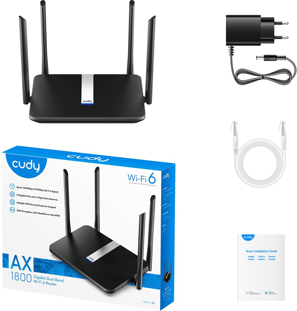 Роутер Cudy X6 AX1800 Wi-Fi черный