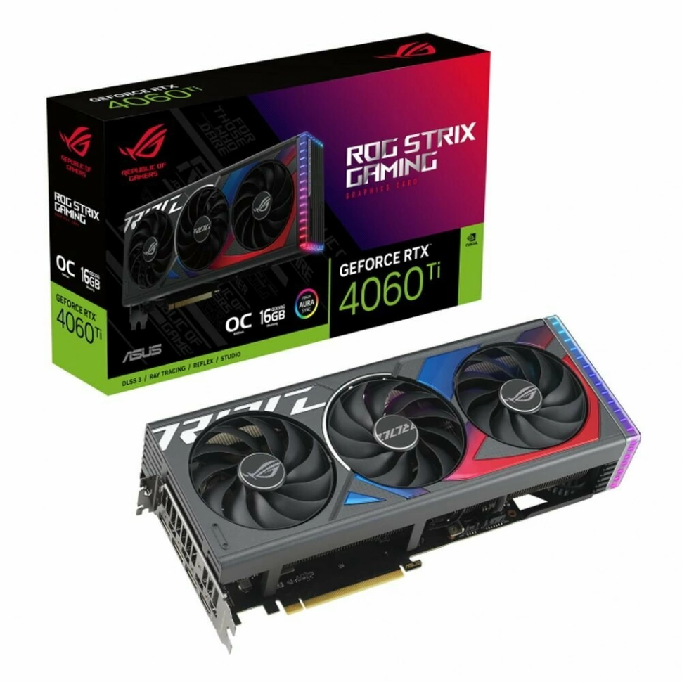 Видеокарта Asus GeForce RTX 4060Ti ROG-STRIX-RTX4060TI-O16G-GAMING (90YV0JI0-M0NA00)