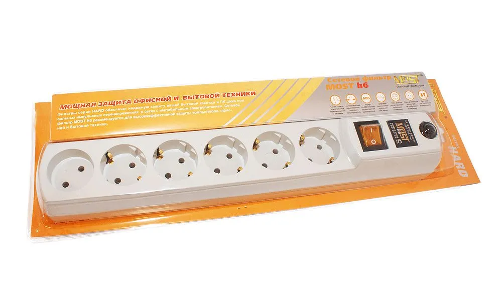 Сетевой фильтр Most H6 белый 2м в Санкт-Петербурге