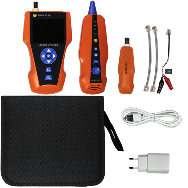 Кабельный тестер с измерением длины, трассировкой кабельных линий и определением POE, с функцией рефлектометра (LAN-PRO-L/TPK-TDR)