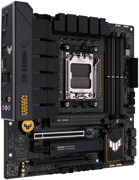 Материнская плата ASUS TUF GAMING B650M-PLUS, Socket AM5, B650, 4*DDR5, HDMI+DP, 4xSATA3 + RAID, M2, Audio, Gb LAN, USB 3.2, USB 2.0, mATX; 90MB1BF0-M0EAY0 (TUF GAMING B650M-PLUS)