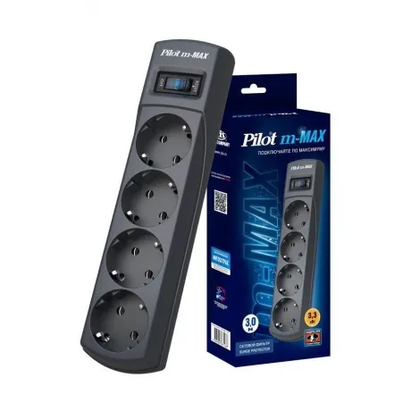 Сетевой фильтр Pilot m-MAX 3м (4 розетки) черный в Санкт-Петербурге