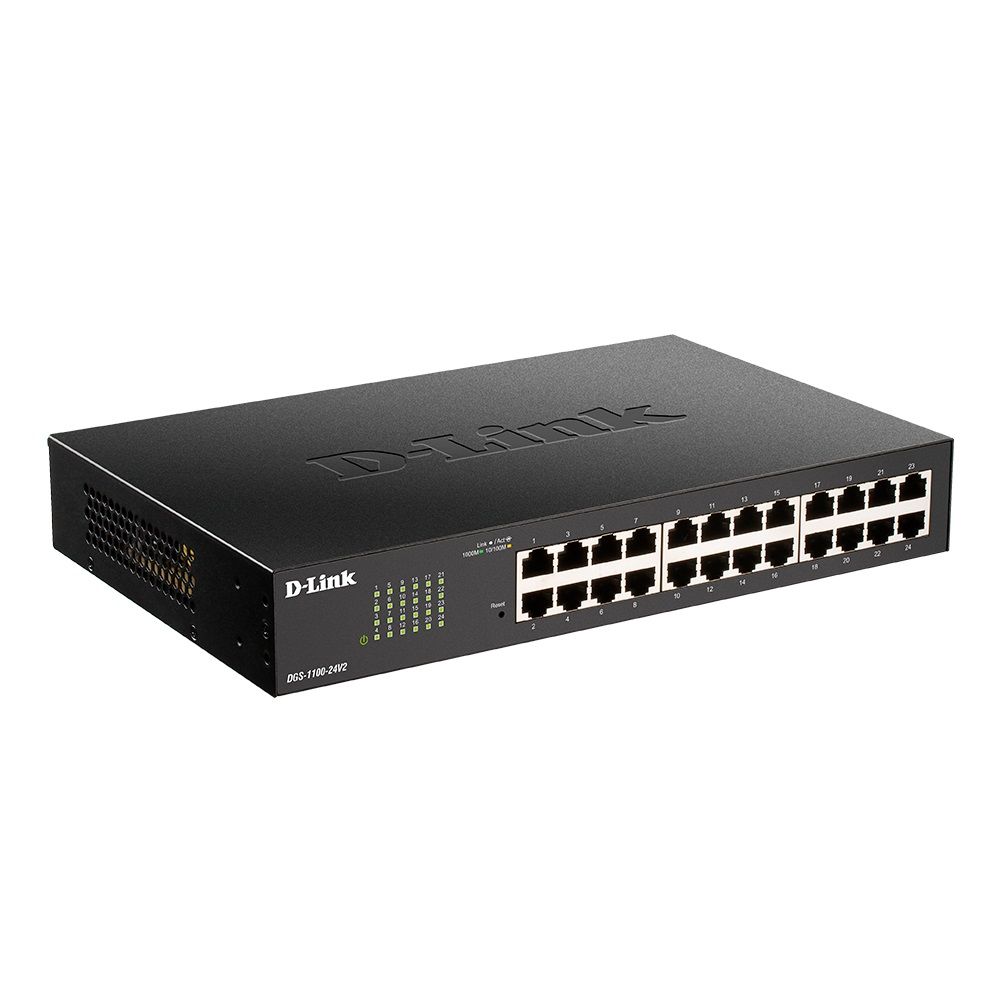 Коммутатор D-Link DGS-1100-24V2/A2A, L2 Smart Switch with 24 10/100/1000Base-T ports.8K Mac address, 802.3x Flow Control, 802.3ad Link Aggregation, Port Mirroring, 128 of 802.1Q VLAN, VID range 1-4094, Loopbac (DGS-1100-24V2/A2A)