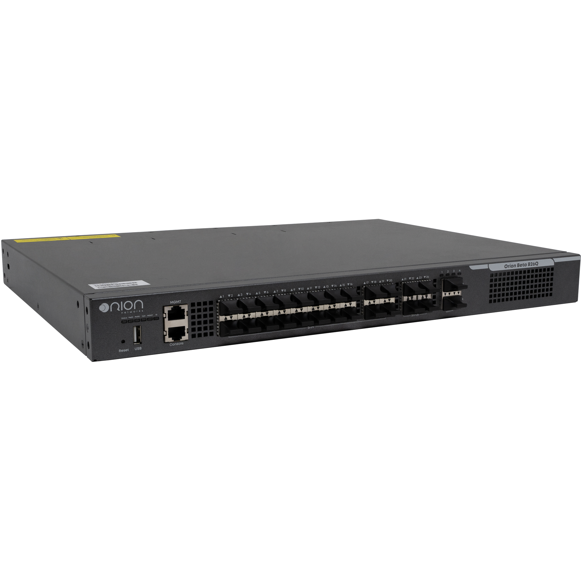 Управляемый коммутатор уровня 3 Orion Beta B26Q, 20x 1/10GE SFP+, 4x 10/25GE SFP28, 2x 40GE QSFP+, 2 слота для Hot Swap БП 100-240VAC B26Q-PSU-AC
