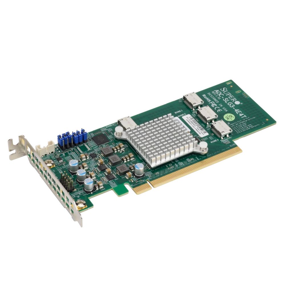 Контроллер Supermicro AOC-SLG3-4E4T-O 4 Port NVMe PCIE X16 Retimer (Retail Pack) (AOC-SLG3-4E4T-O)