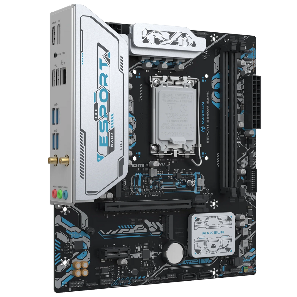 Материнская плата Maxsun MS-eSport B860M GANK WIFI B860, LGA1851, 2*DDR5, 1*PCIEx16, 1*PCIEx1, 2*M.2, 6*USB3.2Gen1, 4*USB2.0, 2*SATA3.0, 1G, DP, HDMI, M-ATX, RTL