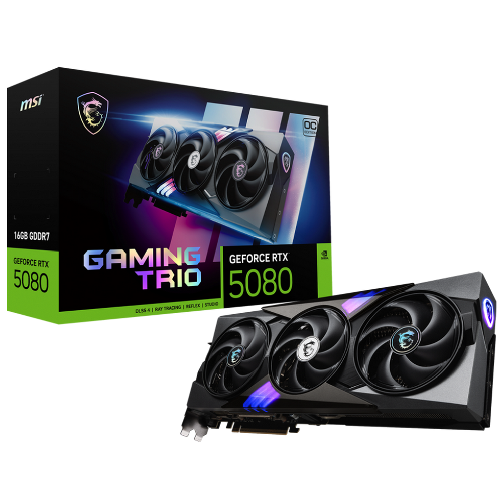 Видеокарта PCIE16 RTX5080 16GB RTX 5080 16G GAMING TRIO OC MSI
