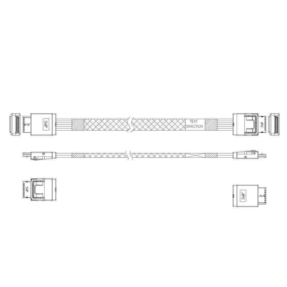 Кабель JPC P47SSDN01000-2 Cable OCuLink x4 42P (прямой Straight Type) -TO- OCuLink x4 42P (прямой Straight Type) , 85 Ohm, L:100cm