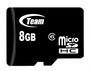 Карта памяти 8GB TEAM MicroSDHC Class 06 + Adapter (765441419780)