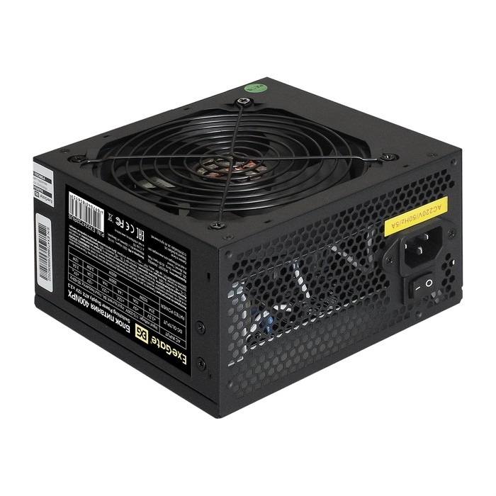 Exegate EX224732RUS-PC Блок питания 400W ExeGate 400NPX (ATX, PC, 12cm fan, 24pin, 4pin, PCIe, 3xSATA, 2xIDE, black, кабель 220V в комплекте)