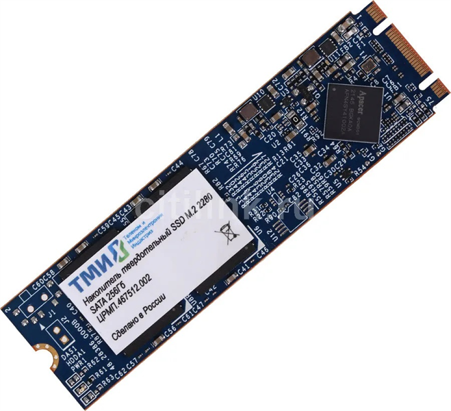 Твердотельный накопитель ТМИ SSD M.2 2280 1ТБ SATA3 6Gbps, 3D TLC, до R560/W520, IOPS(randon 4K) до R66K/W73K, 2521,01 TBW, 3,45 DWPD 2y wty МПТ (ЦРМП.467512.002-02)
