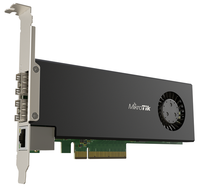 Маршрутизатор MikroTik Cloud Core Router 2004-1G-2XS-PCIe network interface card with quad-core ARMv8 64-bit AL32400 CPU, 4GB RAM, 2x25G SFP28 cages, 1xGbit LAN, RouterOS L6 (CCR2004-1G-2XS-PCIe)