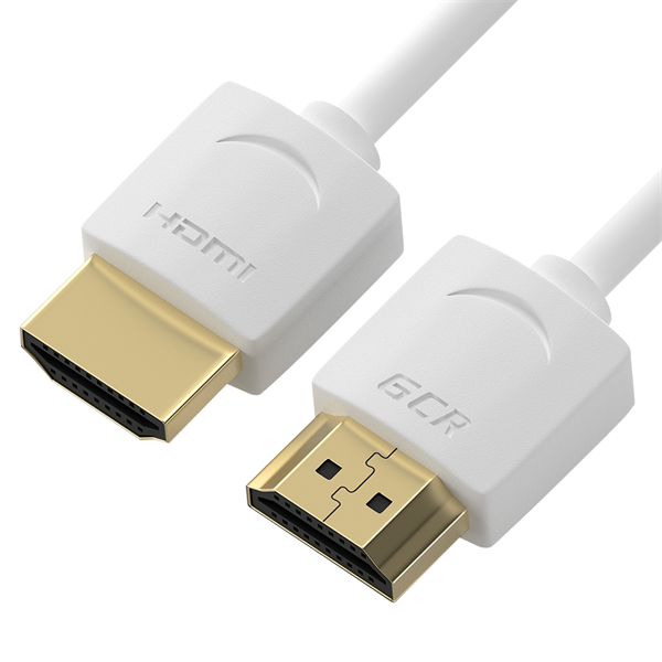 GCR Кабель SLIM 1.0m HDMI 2.0, белый, OD3.8mm, HDR 4:2:2, Ultra HD, 4K 60 fps 60Hz, 3D, AUDIO, 18.0 Гбит/с, 30/30 AWG (GCR-51481)