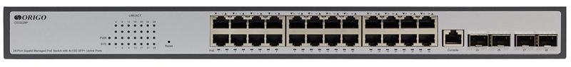 Коммутатор ORIGO Managed L3 Switch 24x1000Base-T PoE, 4x10GBase-X SFP+, PoE Budget 370W, RJ45 Console, 19" w/brackets (OS3228P/370W/A1A)
