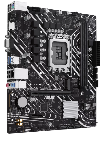 Материнская плата ASUS PRIME H610M-K ARGB, LGA1700, H610, 2*DDR5, VGA + HDMI, 4 SATA 6, M.2, USB 3.2, USB 2.0, mATX ; 90MB1G90-M0EAY0 (PRIME H610M-K ARGB)
