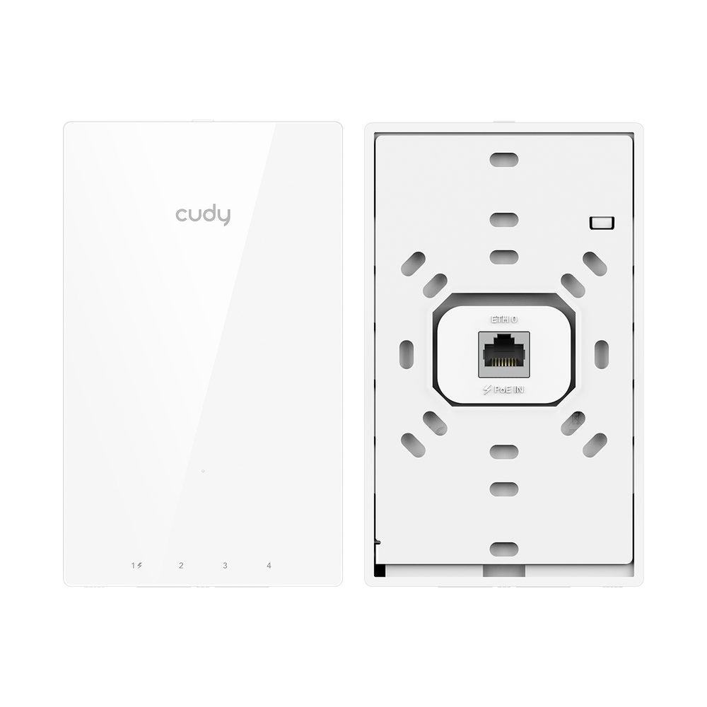 Точка доступа Wi-Fi CUDY AC1200 Gigabit Wall-Plate Access Point AC1200 Dual Band Gigabit Wall Plate Access Point, MT7621DAN+MT7613B+MT7603E, 867Mbps at 5GHz + 300Mbps at 2.4GHz, 1 x Gigabit PoE-IN Port, 802.3af / at, 4 x Gigabit RJ45 ports, LAN1 suppo