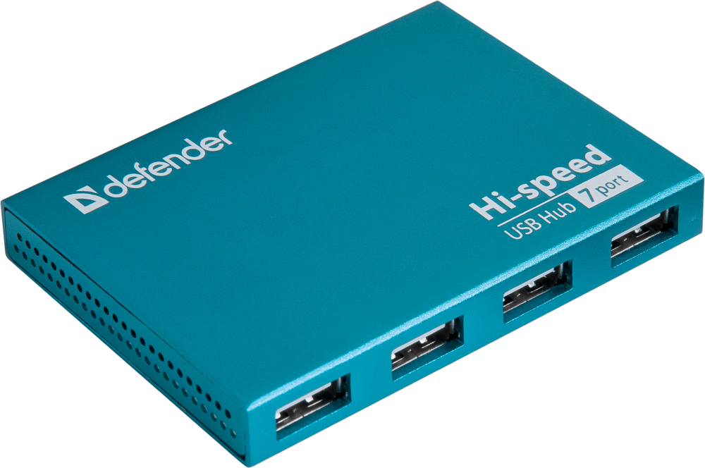 DEFENDER USB (QUADRO) SEPTIMA SLIM USB 2.0, 7 порта, (с адап. 2А)