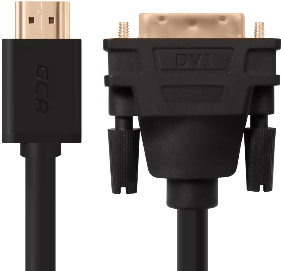 Greenconnect Кабель HDMI-DVI 1.8m черный, OD7.3mm, 28/28 AWG, позолоченные контакты, 19pin AM / 24+1M AM double link, тройной экран Greenconnect HDMI—DVI 19M / 25M double link (GCR-HD2DVI1-1.8m)