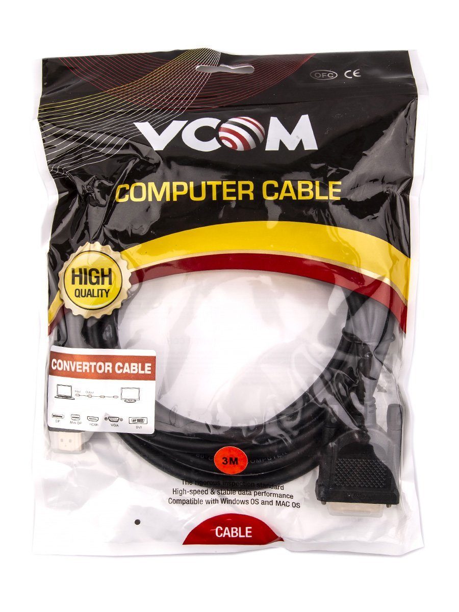 VCOM CG484GD-3M Кабель HDMI AM/DVI(24+1)M, 3м, CU, 1080P@60Hz, 2F, VCOM <CG484G-3M>