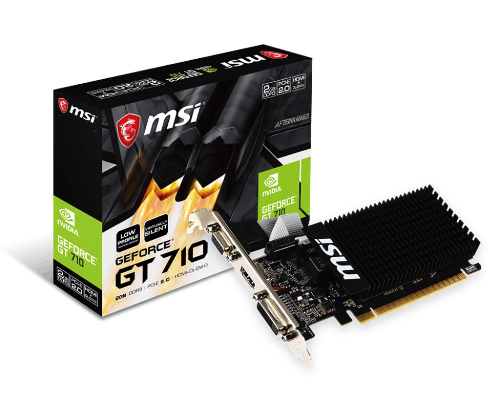 Видеокарта MSI NVIDIA GeForce GT 710 2 Гб DDR3 64 бит PCIE 2.0 8x Memory 1600 МГц GT7102GD3HLP