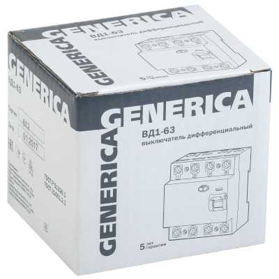 Выключатель дифференциальный (УЗО) IEK ВД1-63 4Р 40А 30мА Generica MDV15-4-040-030