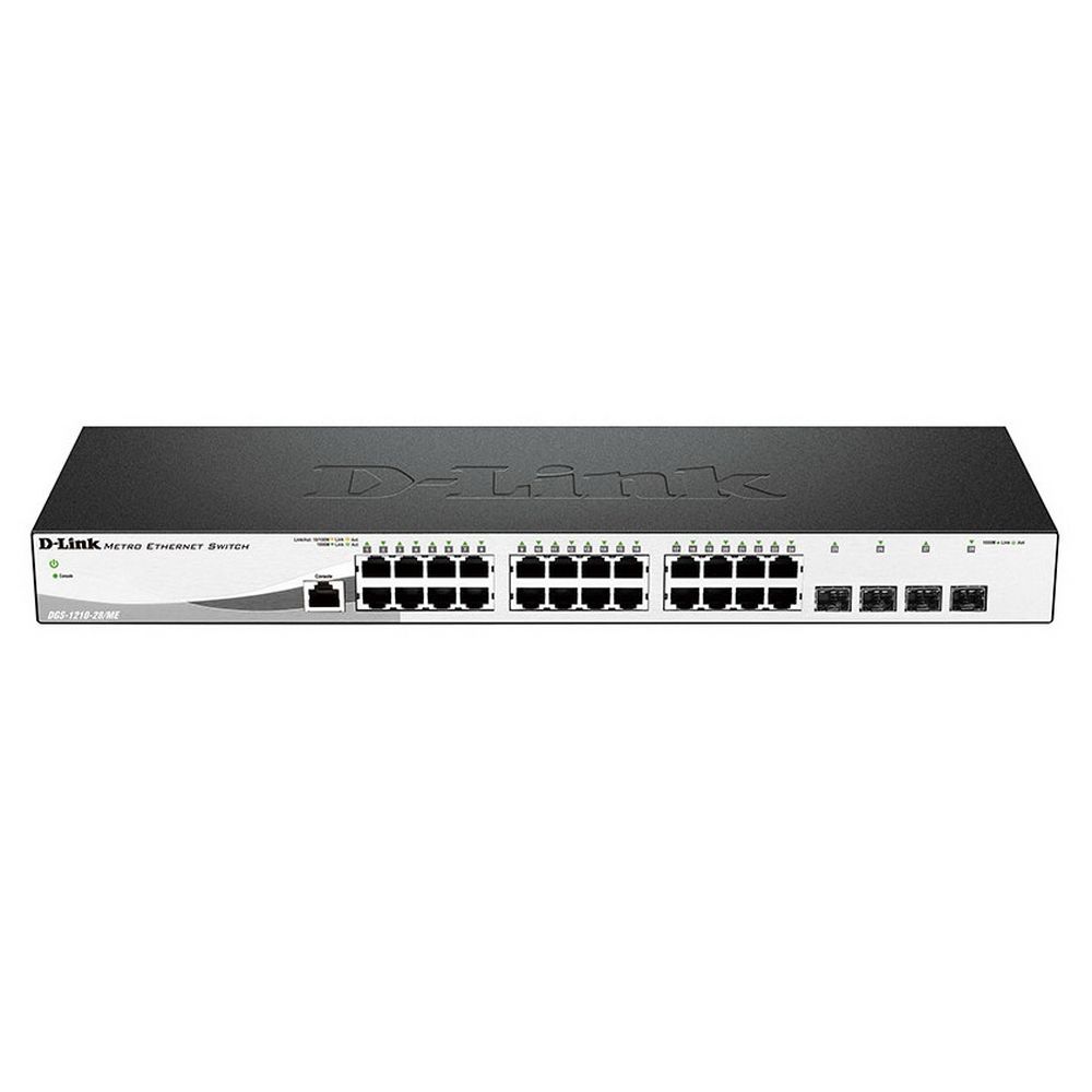 Коммутатор D-Link DGS-1210-28/ME/A2B, L2 Managed Switch with 24 10/100/1000Base-T ports and 4 1000Base-X SFP ports. 16K Mac address, 802.3x Flow Control, 4K of 802.1Q VLAN, 802.1p Priority Queues, Traffic Segmen (DGS-1210-28/ME/A2B)