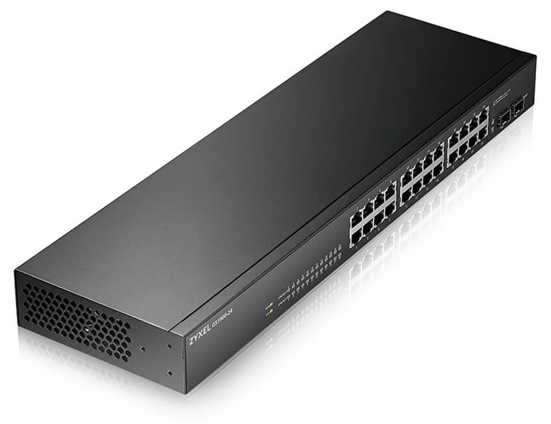 Smart L2 коммутатор Zyxel GS1900-24, rack 19", 24xGE, 2xSFP, бесшумный (GS1900-24-EU0102F)