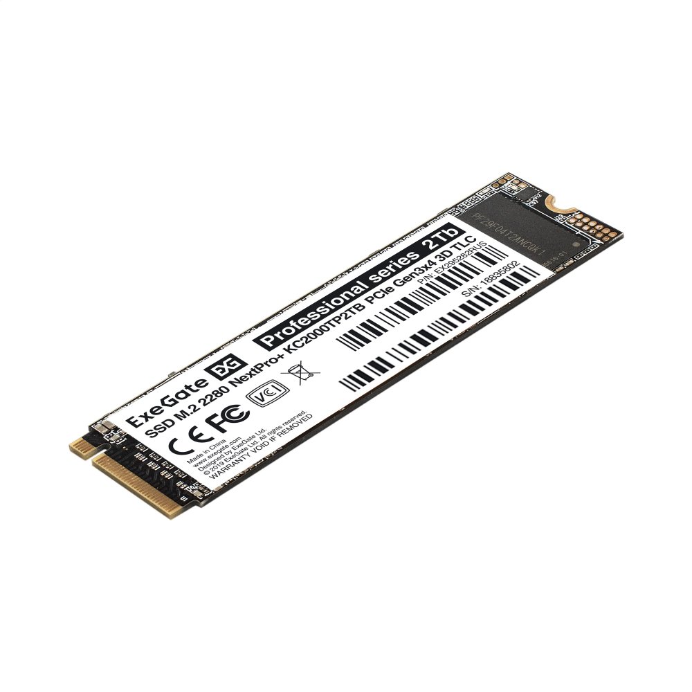 Exegate SSD M.2 2280 2Tb ExeGate NextPro+ KC2000TP2TB (PCIe Gen3x4, NVMe, 22x80mm, 3D TLC) EX295282RUS