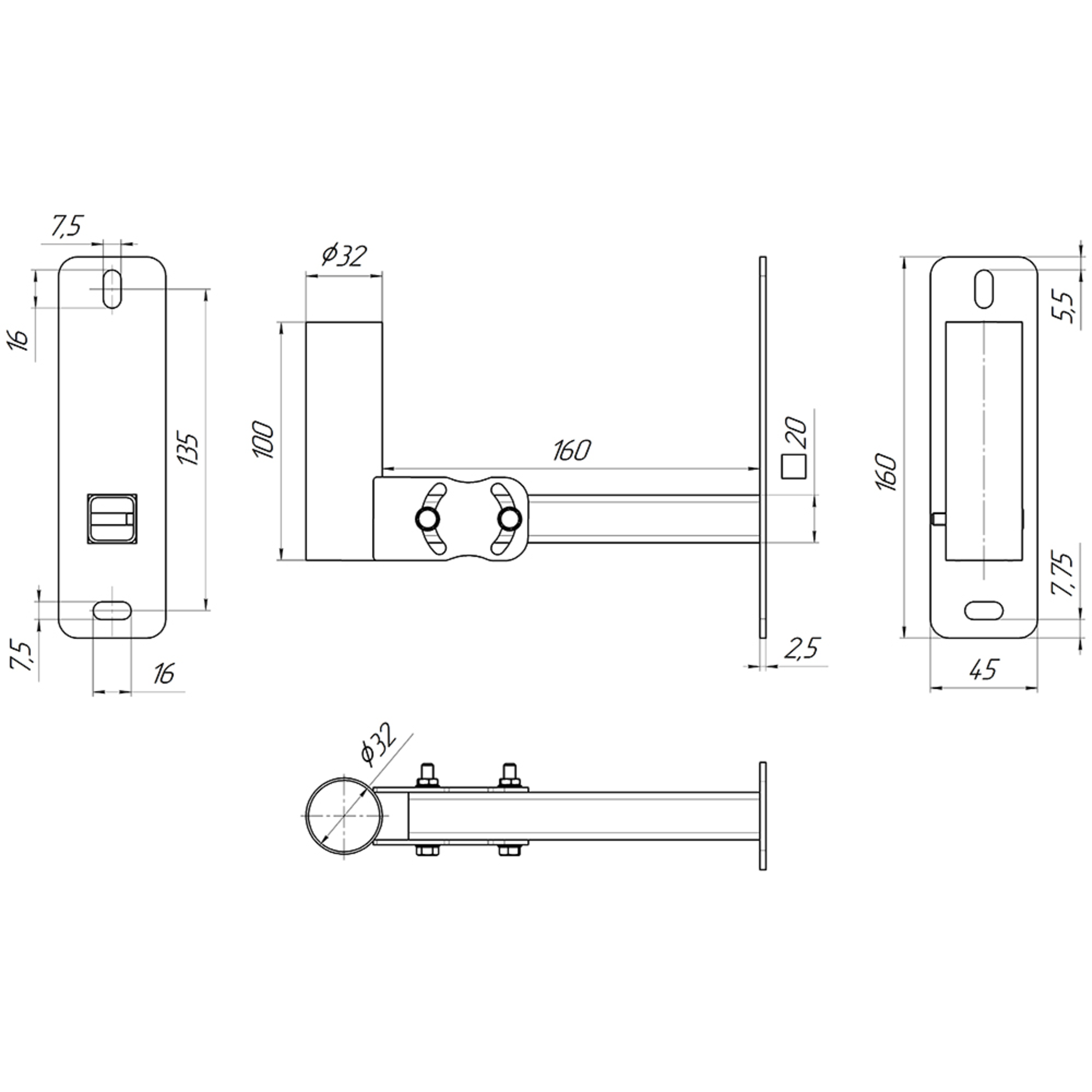 Настенный поворотный кронштейн KH-200R