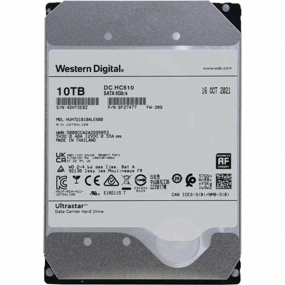 Жёсткий диск Western Digital HDD SATA 10Tb (WUS721010ALE600)