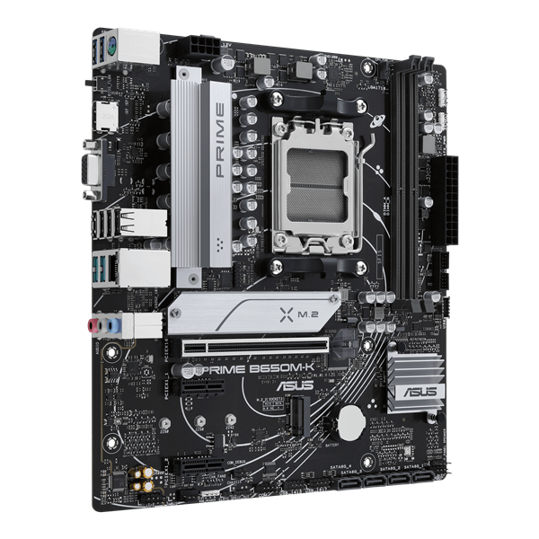 Материнская плата ASUS PRIME B650M-K, Socket AM5, B650, 2*DDR5, HDMI+VGA, 4xSATA 6+ RAID, 2xM2, USB 3.2, USB 2.0, mATX; 90MB1F60-M0EAY0 (PRIME B650M-K)