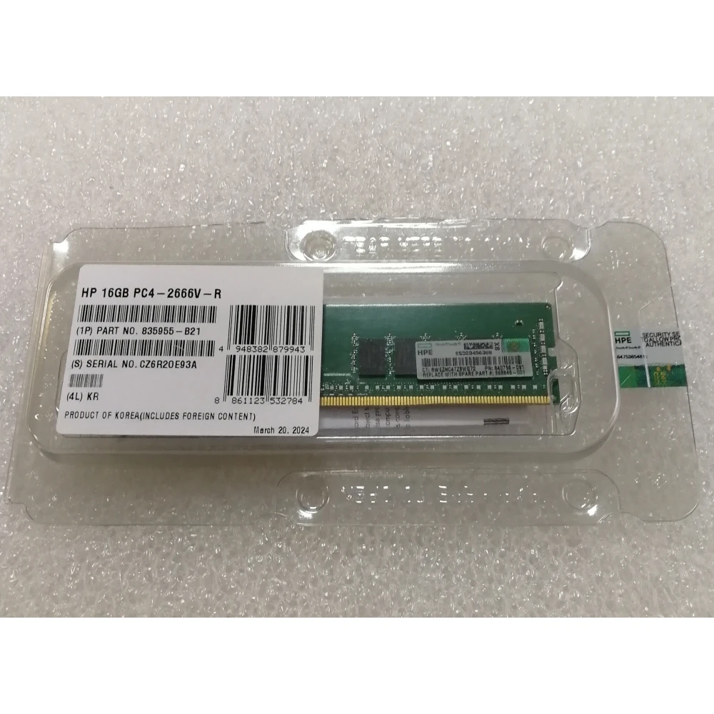 Оперативная память HP 835955-B21 16G 2666MHz DDR4 RDIMM серверная 868846-001, 840756-091 Dual Rank x8 PC4-21300 CAS-19