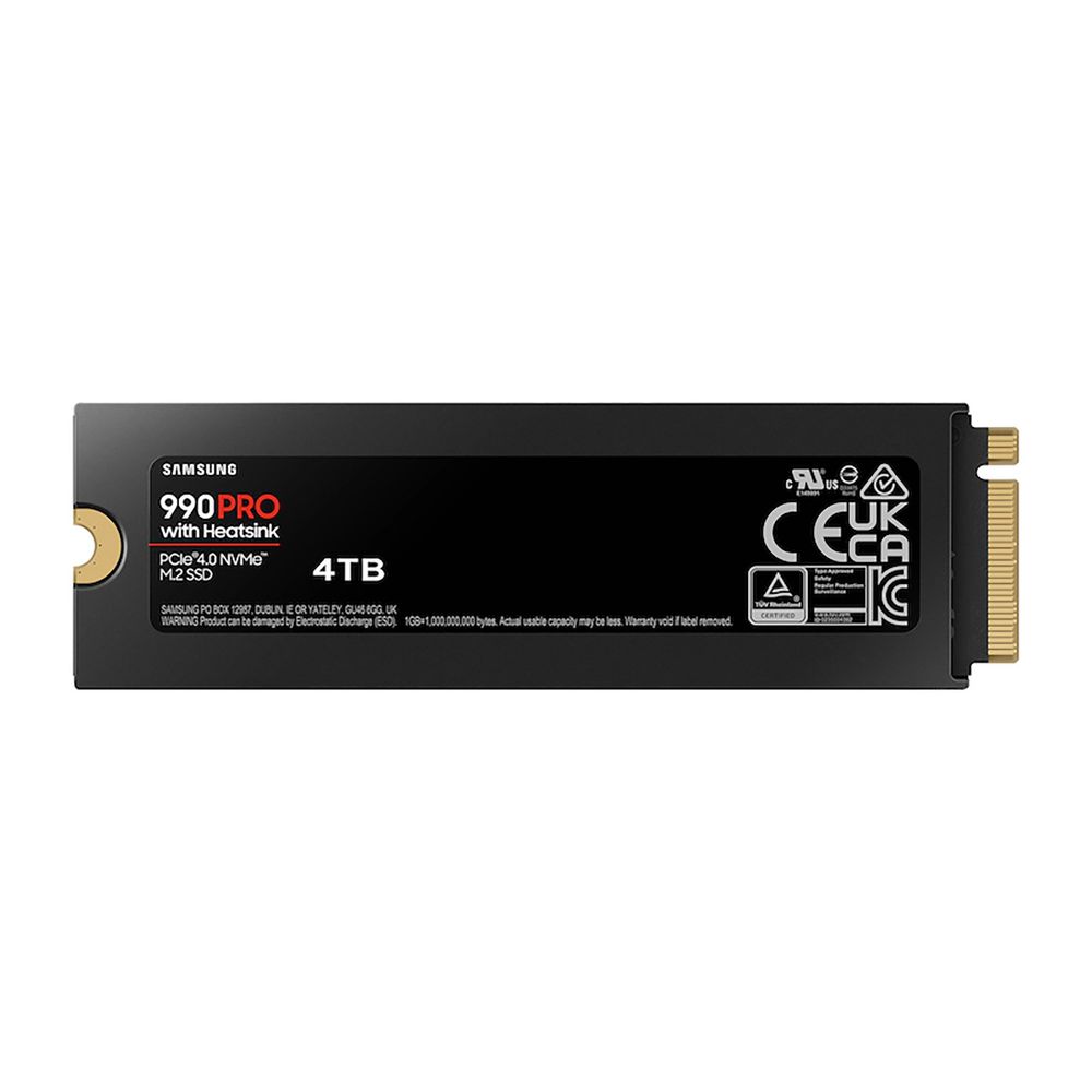 Тведотельный накопитель SSD M.2 (PCI-E NVMe 2.0 Gen 4.0 x4) 4Tb Samsung 990 PRO (R7450/W6900MB/s) with Heatsink, 1year (MZ-V9P4T0CW)