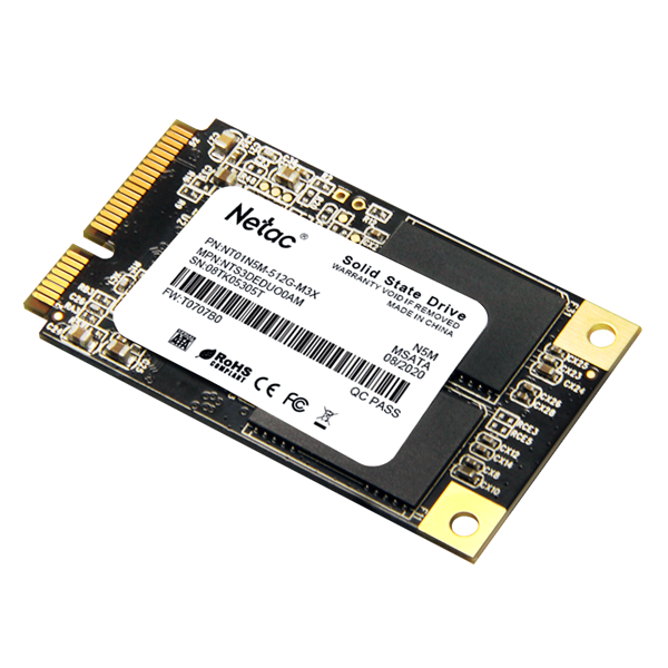 Ssd накопитель Netac SSD N5M mSATA SATAIII 3D NAND 512GB, R/W up to 540/490MB/s, 3y wty (NT01N5M-512G-M3X)