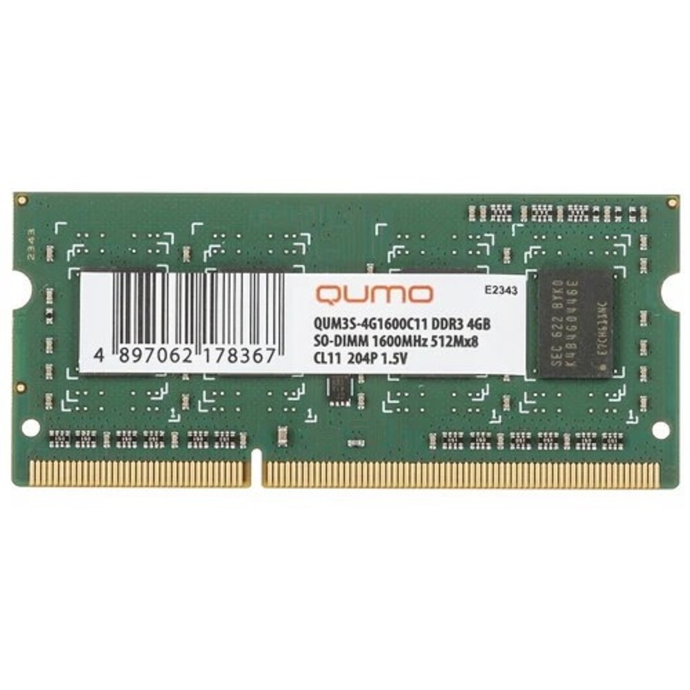 QUMO DDR3 SODIMM 4GB QUM3S-4G1600C11 PC3-12800, 1600MHz