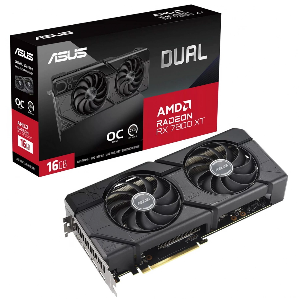 Видеокарта Asus AMD Radeon RX 7800XT DUAL-RX7800XT-O16G (90YV0JJ1-M0NA00)