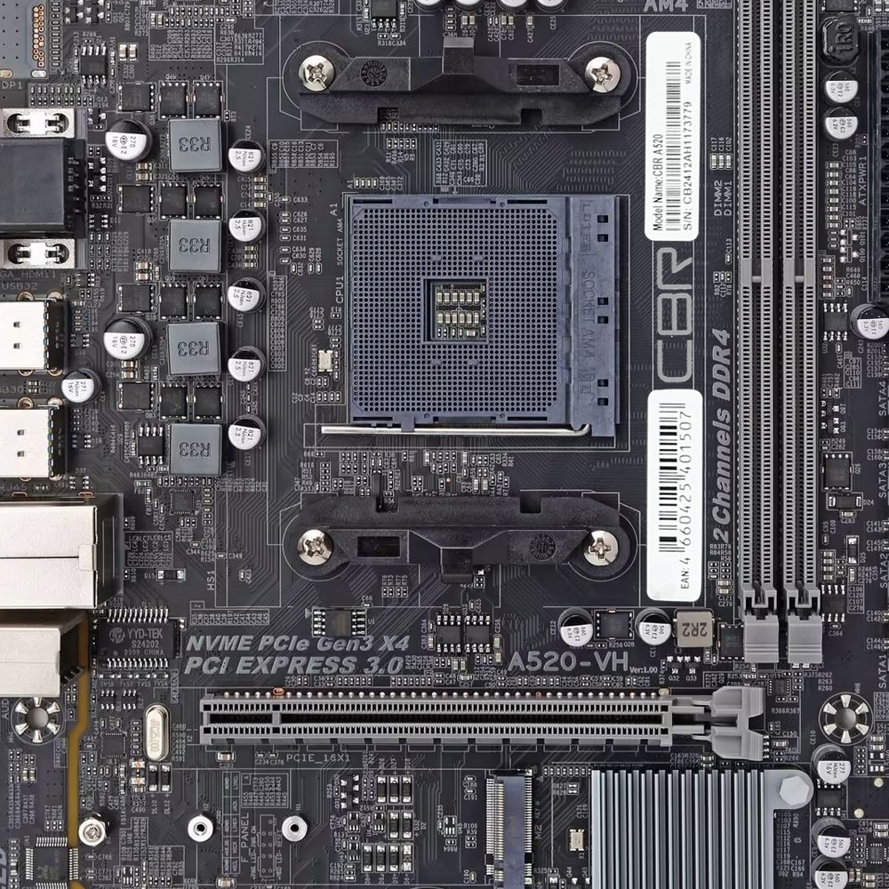 CBR A520 { Chipset A520, Socket AM4, 2*DDR4, mATX, VGA+HDMI, 1*PCIEx16,1*PCIEx1,1*M.2(NVME & SATA), 4*SATA3, 2*USB2.0 + 4*USB3.0, LAN 1Gb}