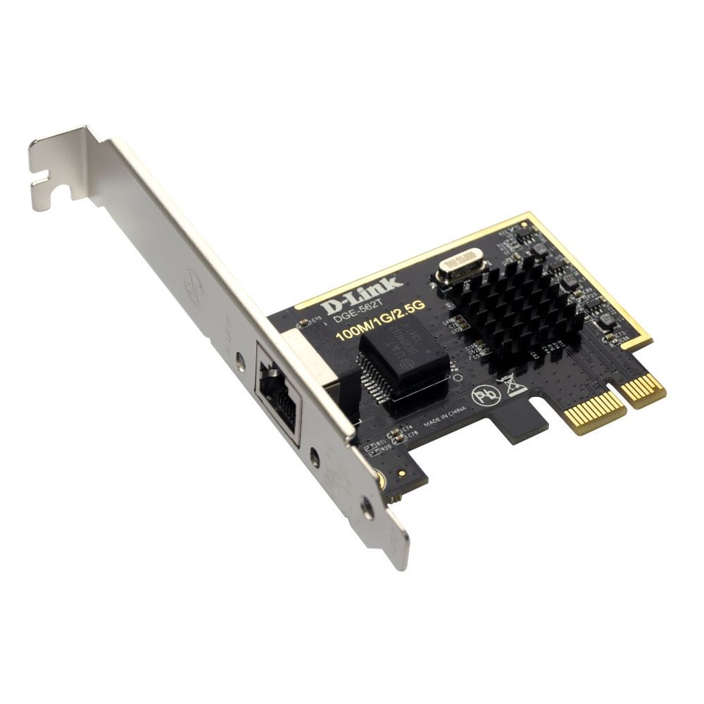 Сетевая карта D-Link DGE-562T/A2A, PCI-Express Network Adapter with 1 100/1000/2.5GBase-T RJ-45 port.802.1Q VLAN, 802.3x Flow Control, Jumbo frame 9,8K, 802.1p QoS, Wake-On-LAN, EEE 802.3az, Microsoft Windows 10 3 (DGE-562T/A2A)